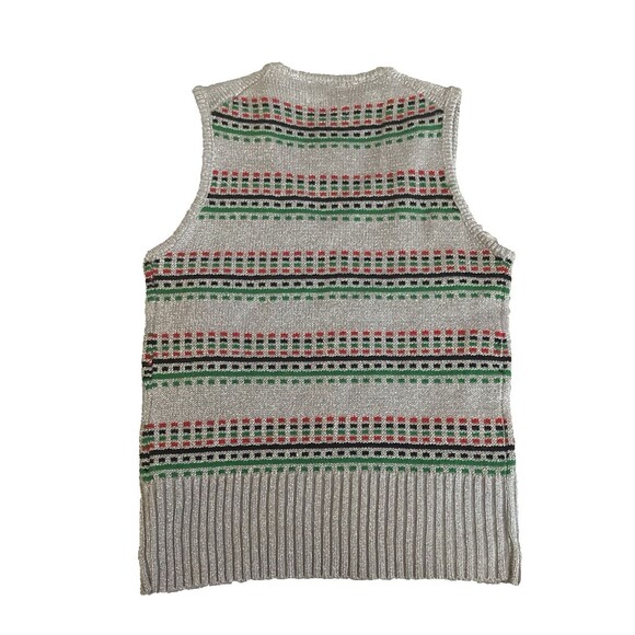 Vintage 60s/70s PRONTO Shimmer Metallic Knit Sweater Vest Sz S Preppy Clueless - Picture 8 of 10